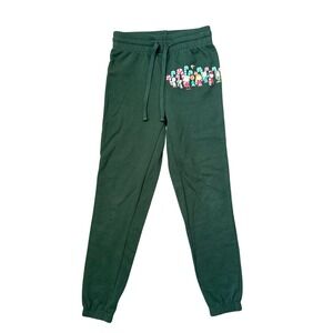 Peanuts Kids Green Joggers Sweatpants Charlie Brown Snoopy Candy Cane Graphic XS